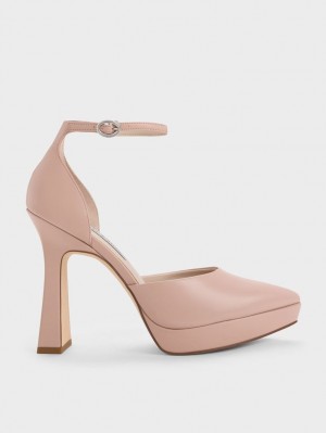 Charles And Keith Ankle Strap D'Orsay Pumps Beige | PHILIPPINES F240