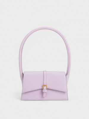 Charles And Keith Annelise Belted Trapeze Tote Bags Purple | PHILIPPINES C785