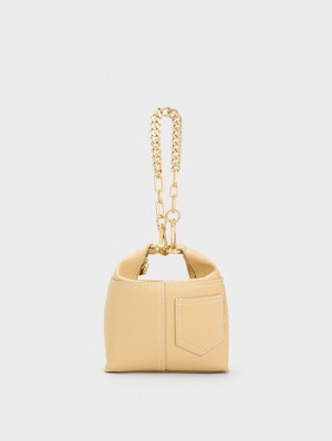 Charles And Keith Anthea Contrast-Trim Shoulder Bags Beige | PHILIPPINES N253