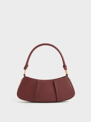 Charles And Keith Arlys Curved Shoulder Bags Chocolate | PHILIPPINES I915