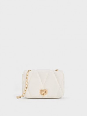 Charles And Keith Arwen Quilted Shoulder Bags White | PHILIPPINES M108