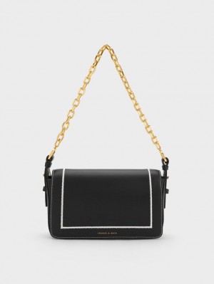 Charles And Keith Astra Chain Handbag Black | PHILIPPINES Q016