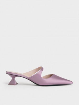 Charles And Keith Asymmetric Sculptural Heel Pumps Purple | PHILIPPINES M274