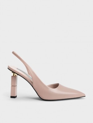 Charles And Keith Asymmetric Sculptural Heel Pumps Beige | PHILIPPINES H653