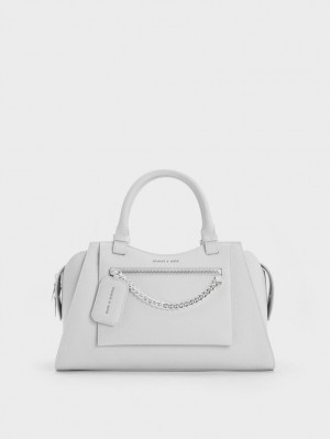 Charles And Keith Avis Trapeze Tote Bags Light Grey | PHILIPPINES X520