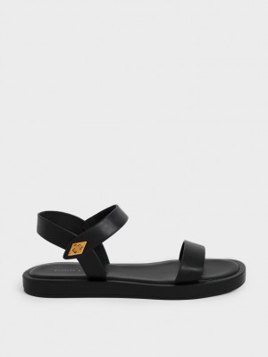 Charles And Keith Back Strap Sandals Black | PHILIPPINES U732