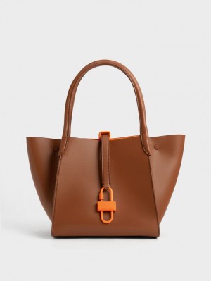 Charles And Keith Balta Belted Tote Bags Brown | PHILIPPINES N782