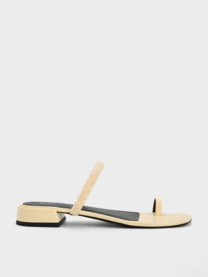 Charles And Keith Beaded Toe-Ring Flat Sandals Yellow | PHILIPPINES W720