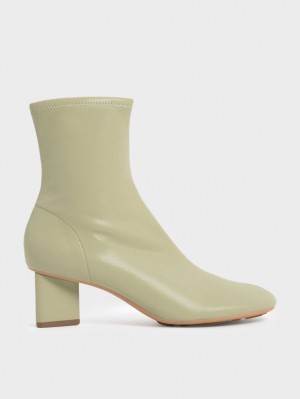 Charles And Keith Blade Heel Ankle Boots Green | PHILIPPINES H629