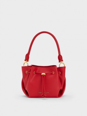 Charles And Keith Boaz Drawstring Top Handbag Red | PHILIPPINES N091