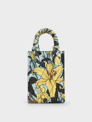 Charles And Keith Botanical Print Fabric Tote Bags Multicolor | PHILIPPINES S482