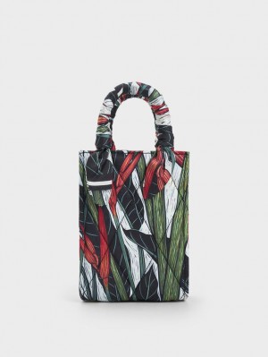 Charles And Keith Botanical Print Fabric Tote Bags Multicolor | PHILIPPINES E281