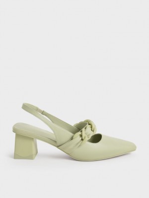 Charles And Keith Braided Chain-Link Slingback Pumps Mint | PHILIPPINES W745