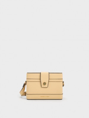 Charles And Keith Bronte Boxy Crossbody Bags Beige | PHILIPPINES L087