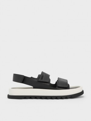 Charles And Keith Buckled Sports Platform Sandals Black | PHILIPPINES P678