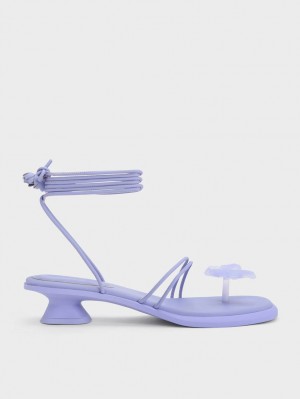 Charles And Keith Butterfly Tie-Around Flat Sandals Purple | PHILIPPINES B036