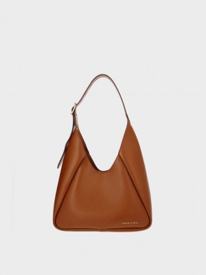 Charles And Keith Buzz Large Hobo Bag Chocolate | PHILIPPINES P310