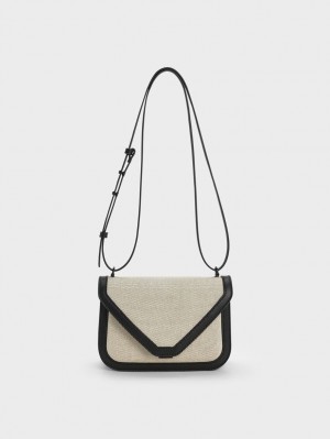 Charles And Keith Camelia Canvas Envelope Crossbody Bags Beige | PHILIPPINES H543