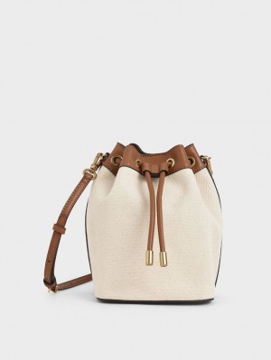 Charles And Keith Canvas Drawstring Bucket Bags Brown | PHILIPPINES C576