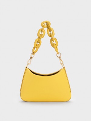 Charles And Keith Catena Chain Handbag Yellow | PHILIPPINES S234