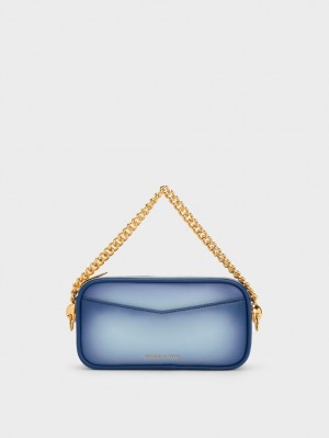 Charles And Keith Cayce Ombre Boxy Crossbody Bags Navy | PHILIPPINES Z263