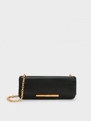 Charles And Keith Cesia Chain Strap Shoulder Bags Black | PHILIPPINES O253