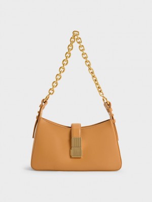 Charles And Keith Chain Handle Shoulder Bags Orange | PHILIPPINES J294