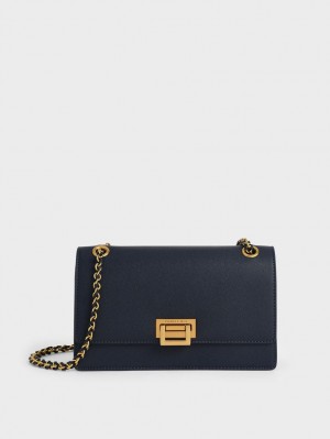 Charles And Keith Chain Shoulder Bags Navy | PHILIPPINES W029