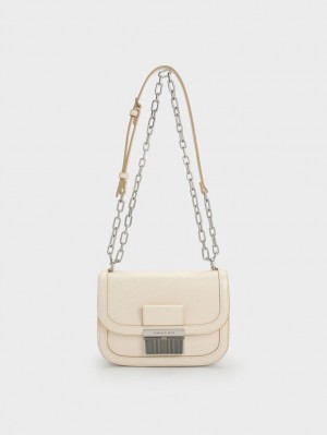 Charles And Keith Charlot Chain Strap Shoulder Bags Beige | PHILIPPINES T602