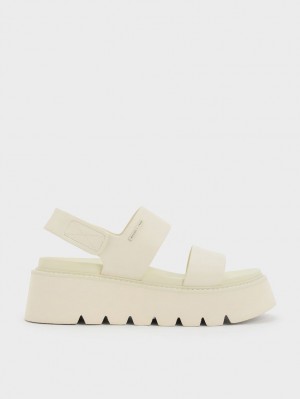 Charles And Keith Chunky Platform Sandals Cream | PHILIPPINES T058