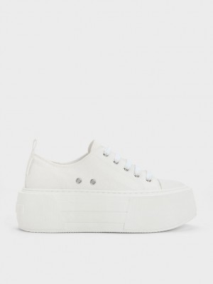 Charles And Keith Chunky Platform Sneakers White | PHILIPPINES W851