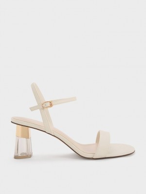 Charles And Keith Clear Trapeze Heels Sandals White | PHILIPPINES W462