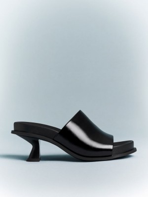 Charles And Keith Clio Slant Heel Mules Black | PHILIPPINES C213