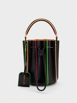 Charles And Keith Clove Top Handle Bucket Bags Black | PHILIPPINES C596