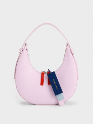 Charles And Keith Cockade Crescent Hobo Bag Purple | PHILIPPINES G129