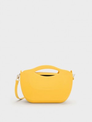 Charles And Keith Cocoon Curved Handbag Yellow | PHILIPPINES U961