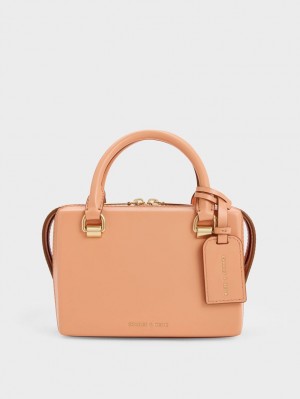 Charles And Keith Cordele Bowling Tote Bags Orange | PHILIPPINES I139