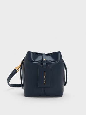 Charles And Keith Cordele Bucket Bags Navy | PHILIPPINES L983