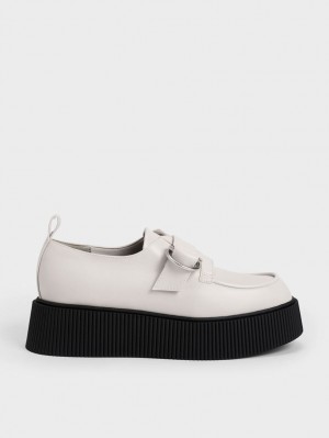 Charles And Keith Cordova Buckled Platform Loafers White | PHILIPPINES Y471