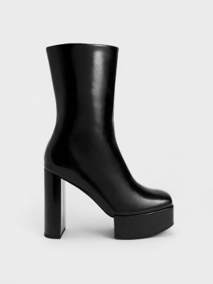 Charles And Keith Corinth Blade Heeled Boots Black | PHILIPPINES R236