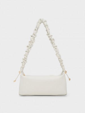 Charles And Keith Cosette Ruched Handbag White | PHILIPPINES F978