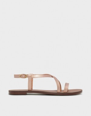 Charles And Keith Criss Cross Flat Sandals Gold | PHILIPPINES I810