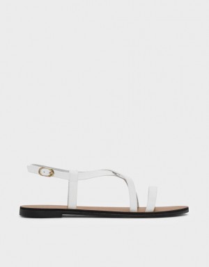 Charles And Keith Criss Cross Flat Sandals White | PHILIPPINES Q690