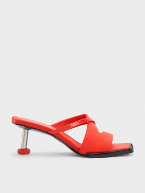 Charles And Keith Crossover Sculptural Heels Sandals Red | PHILIPPINES W472