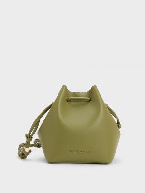 Charles And Keith Cube Knotted Bucket Bags Olive | PHILIPPINES U629