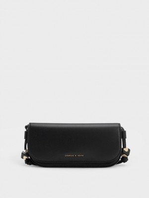 Charles And Keith Cube Knotted Elongated Crossbody Bags Black | PHILIPPINES H104