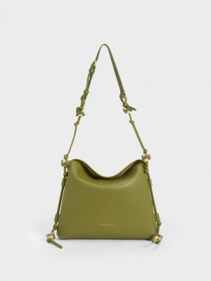 Charles And Keith Cube Knotted Hobo Bag Olive | PHILIPPINES Y187