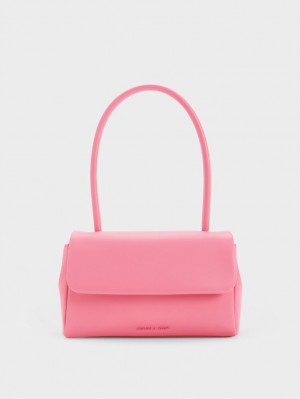 Charles And Keith Curved Handle Shoulder Bags Pink | PHILIPPINES W963