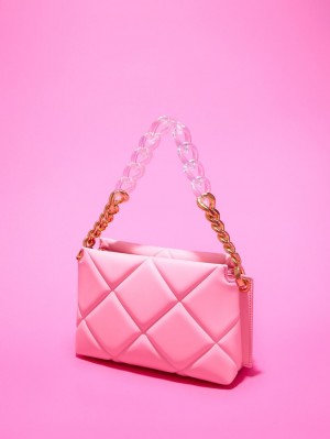 Charles And Keith Danika Chunky Chain Padded Tote Bags Pink | PHILIPPINES R507