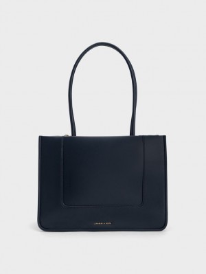 Charles And Keith Daylla Tote Bags Navy | PHILIPPINES D509